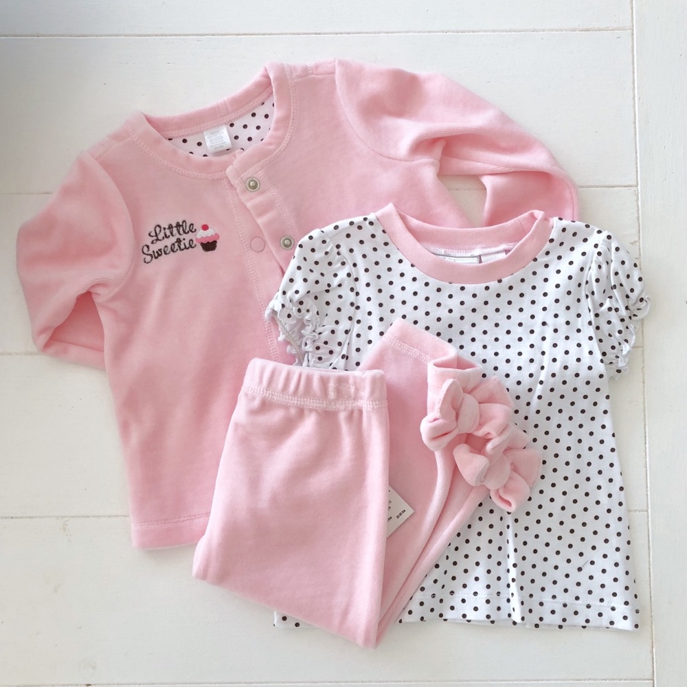 Pink Velour 3 Piece Set